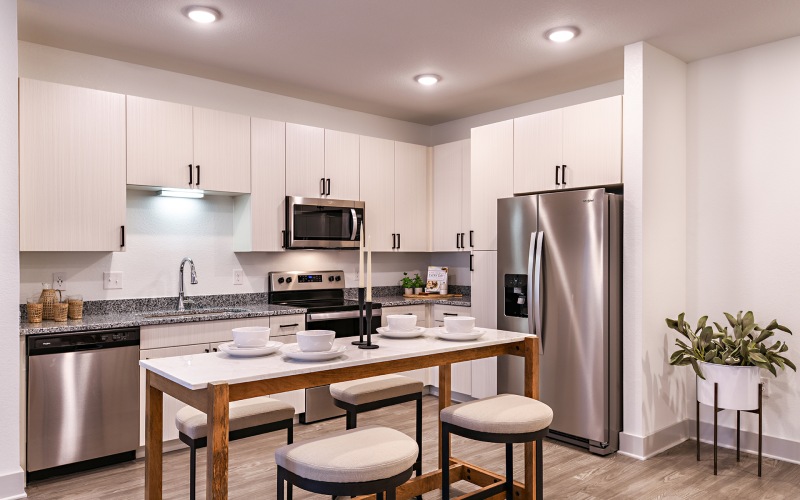 Image of Kitchen with Stainless Steel Appliances and Island